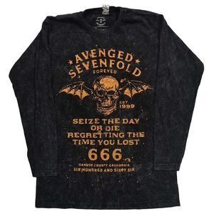 Avenged Sevenfold Unisex Adult Sieze The Day Dip Dye Long-Sleeved T-Shirt / Blac